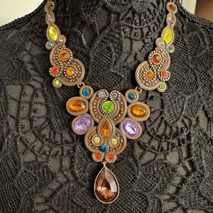 Baroque Mid Century Multicolor Statement Necklace